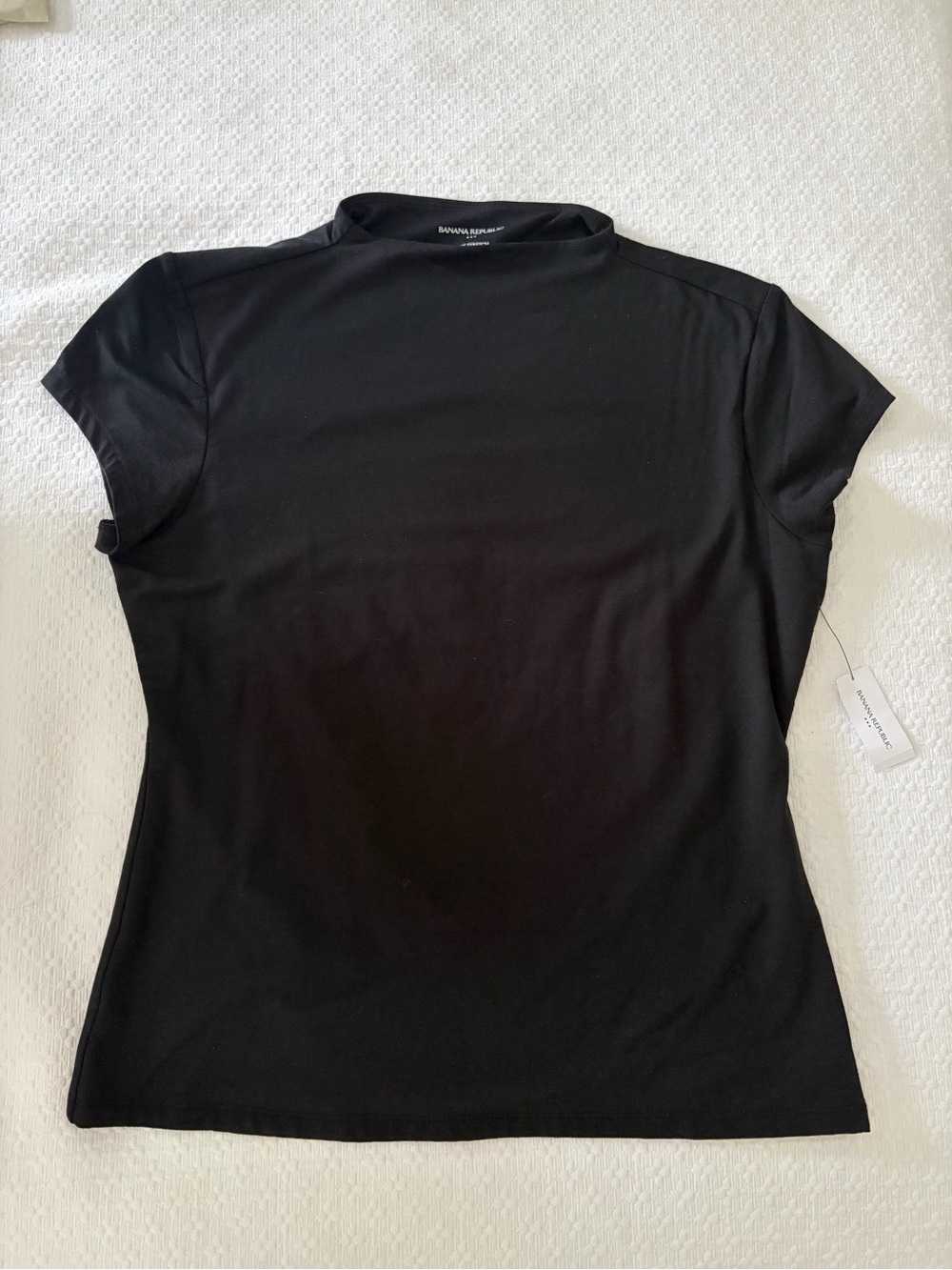 Banana Republic Black Short Sleeve Mock Neck Tee